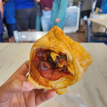 Silver Lining Cafe - Half of their cheddar cheese, bacon, ham, and jalapeño strudel. Jalapeño was not spicy and gave a good flavor. - Coffee & Tea Near Me - Port Angeles, Washington