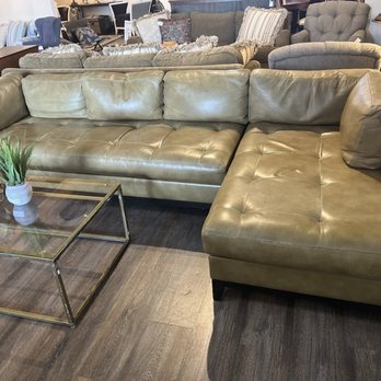 Acosta's Home Consignment - Polyester sectional that acostas wants to claim is leather and deceive its customers. - Home Decor Near Me - Wheaton, Illinois