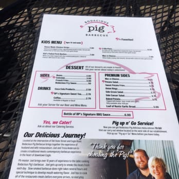 Bodacious Pig Barbecue - A little menu love. - Barbeque Near Me - Eagle, Idaho