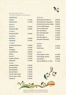 Menu photo 4 La Cueva del Chango Playa del Carmen, ROO
