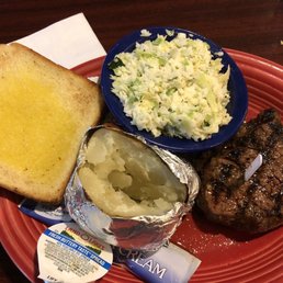 Filet with baked potato and slaw