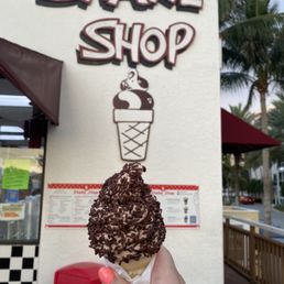 Chocolate soft serve with chocolate sprinkles