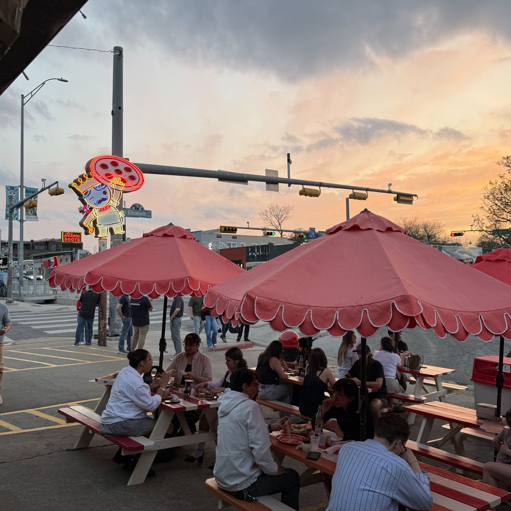 Home Slice Pizza - outside seating area - Pizza Near Me - Austin, Texas Home Slice Pizza - outside seating area - Pizza Near Me - Austin, Texas