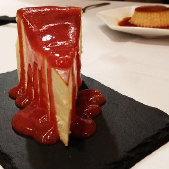 Can Font - The Basque style cheesecake came with a very flavorful strawberry topping - Spanish Near Me - Portland, Oregon