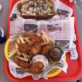 Jaime's Local Seafood Shack - coconut Shrimp /coleslaw with pineapple good and French Fries. My Husband had the Lobster roll , he said it was very good . - Food Trucks Near Me - Pensacola, Florida Jaime's Local Seafood Shack - coconut Shrimp /coleslaw with pineapple good and French Fries. My Husband had the Lobster roll , he said it was very good . - Food Trucks Near Me - Pensacola, Florida