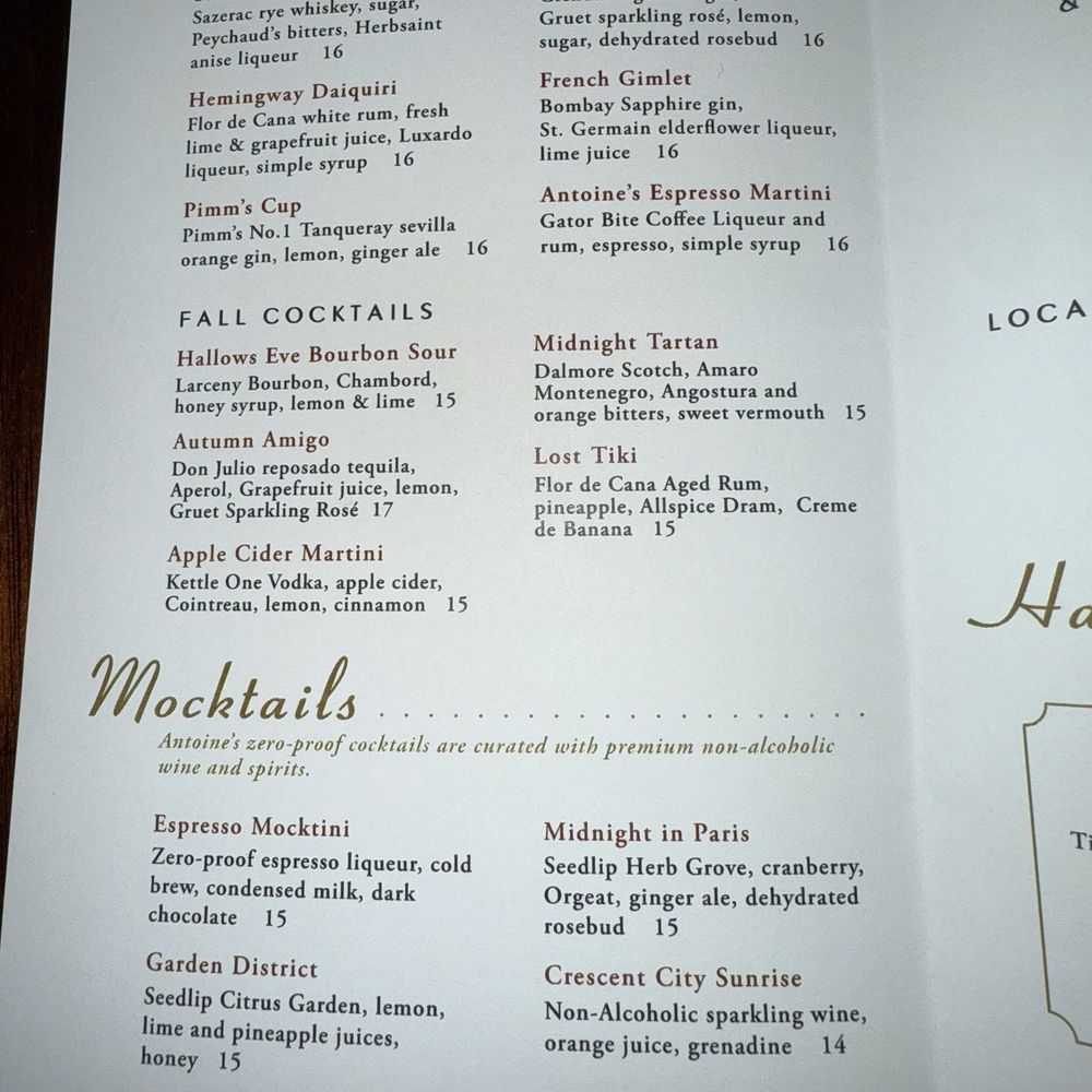 Antoine's Restaurant - Mocktails - French Near Me - New Orleans, Louisiana Antoine's Restaurant - Mocktails - French Near Me - New Orleans, Louisiana