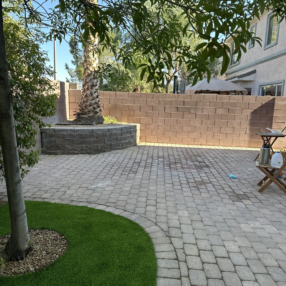 He took out a fire pit and matched it with the existing stone. He took out a fire pit and matched it with the existing stone.