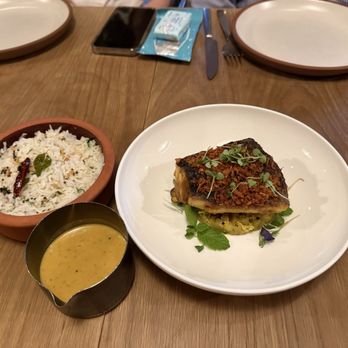 Eylan - Charred black cod with rice - Indian Near Me - Menlo Park, California