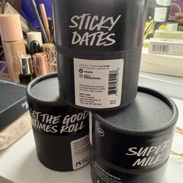 Sticky dates, Let the good times roll and super milk dusting powders. I use these after a shower, to have a lasting smell good scent.