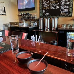 two bowls of tea on the bar two bowls of tea on the bar