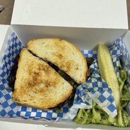 Lentil Patty Melt with side of Pasta Salad