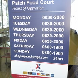 Aafes Food Court - Patch Food Court hours.