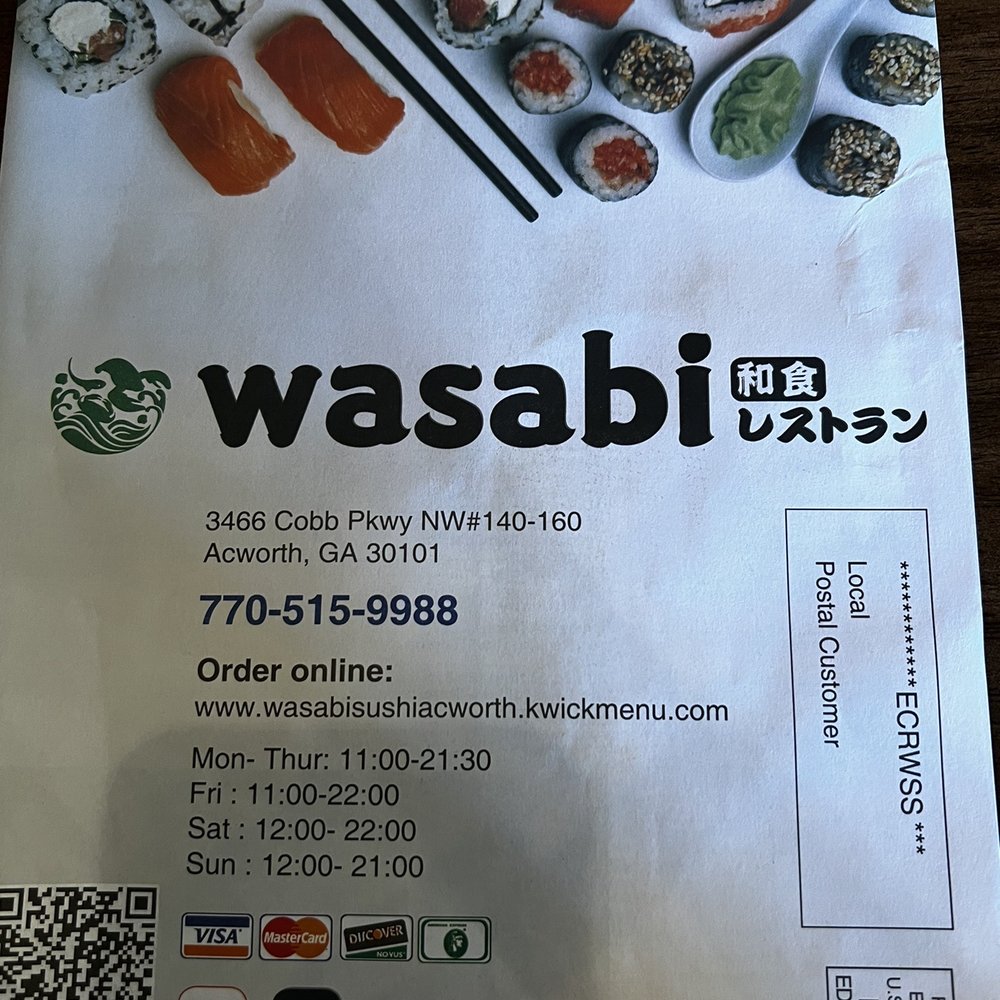 Wasabi - Menu - Sushi Bars Near Me - Acworth, Georgia Wasabi - Menu - Sushi Bars Near Me - Acworth, Georgia