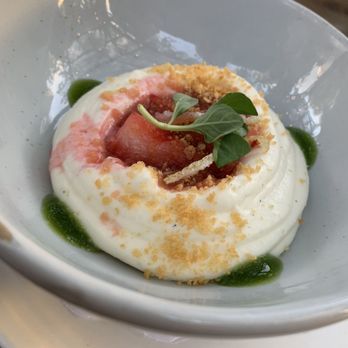 Mama - Ricotta cheesecake with strawberry, lemon and basil - Italian Near Me - Oakland, California Mama - Ricotta cheesecake with strawberry, lemon and basil - Italian Near Me - Oakland, California
