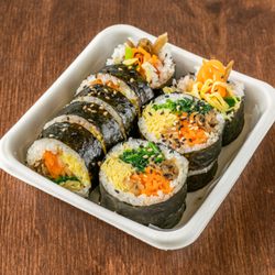 Namul - Classic Kimbap (Vegetarian-friendly)
- Rice roll with spinach, egg, carrot, house pickled radish, and burdock root