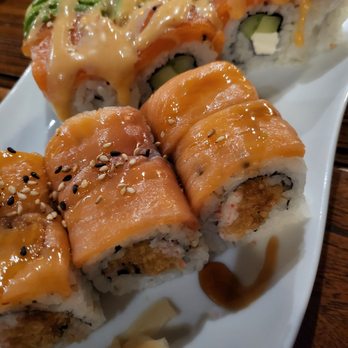 Thai 5 & Sushi Bar - Philadelphia Roll (Right) and Supercrunch Roll (Left) - Japanese Near Me - Atlanta, Georgia
