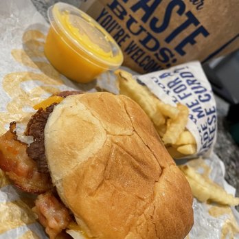 Culver's - Single butter burger with cheddar and bacon. Fries and cheese sauce. - Burgers Near Me - Wesley Chapel, Florida Culver's - Single butter burger with cheddar and bacon. Fries and cheese sauce. - Burgers Near Me - Wesley Chapel, Florida
