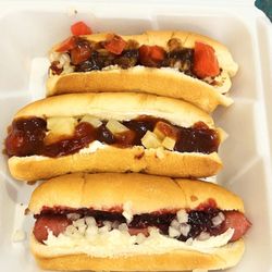 The Dog House Restaurant - Top to Bottom: A1 dog, Big Kahuna, and Monte Cristo