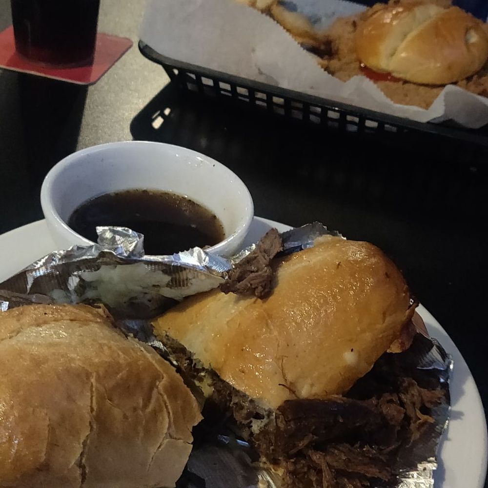Foxes Trail - Roast beef sandwich with side of au jus - Bars Near Me - Kokomo, Indiana Foxes Trail - Roast beef sandwich with side of au jus - Bars Near Me - Kokomo, Indiana