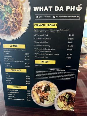 Menu photo 4 What Da Pho Winston-Salem, NC