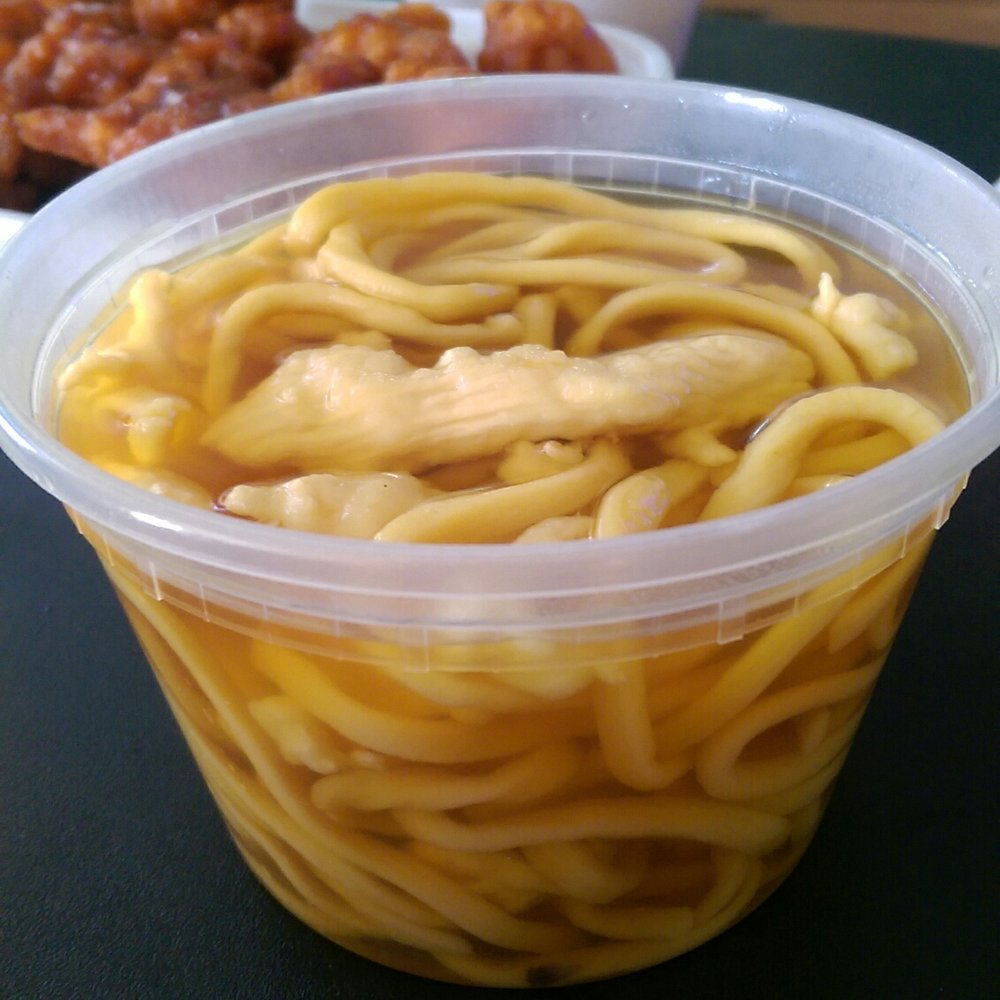China Wok - Chicken noodle soup, pint, shown in delivery container. - Chinese Near Me - Walker, Louisiana China Wok - Chicken noodle soup, pint, shown in delivery container. - Chinese Near Me - Walker, Louisiana