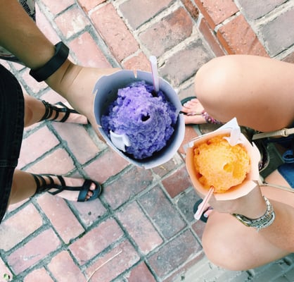 Photo of Snowizard Snoball Stand - New Orleans, LA, US. Orchid cream and dreamsicle cream! Both amazing. Smooth flavors with soft and totally saturated shaved ice. So good!