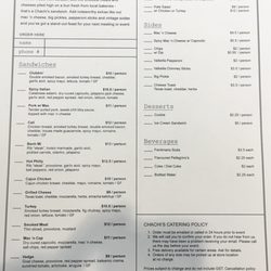 Chachi's - Menu - May 2018