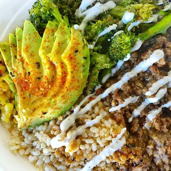 moonbowls - Vegan Impossible Meat, Avocado, Brown Rice, Roasted Broccoli & Corn with Spicy Ranch Drizzle. Build Your Own Moonbowl - Korean Near Me - West Hollywood, California moonbowls - Vegan Impossible Meat, Avocado, Brown Rice, Roasted Broccoli & Corn with Spicy Ranch Drizzle. Build Your Own Moonbowl - Korean Near Me - West Hollywood, California
