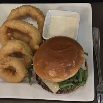 Hana Koa Brewing - OG Swiss Burger w/ Onion Rings and Ranch - Breweries Near Me - Honolulu, Hawaii