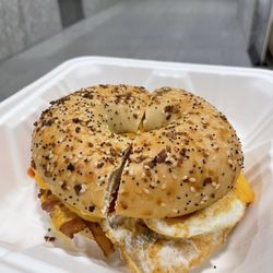 Forum 55 - Bacon, egg, cheddar on a everything bagel