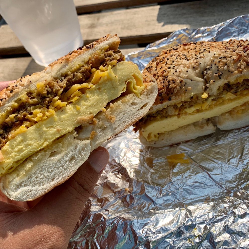 Undergrounds Coffee House and Roastery - Vegan breakfast sandwich on everything roll - Coffee Roasteries Near Me - Buffalo, New York Undergrounds Coffee House and Roastery - Vegan breakfast sandwich on everything roll - Coffee Roasteries Near Me - Buffalo, New York