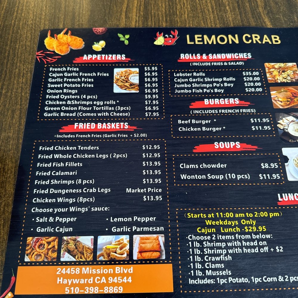 Lemon Crab - Menu - Seafood Near Me - Hayward, California Lemon Crab - Menu - Seafood Near Me - Hayward, California