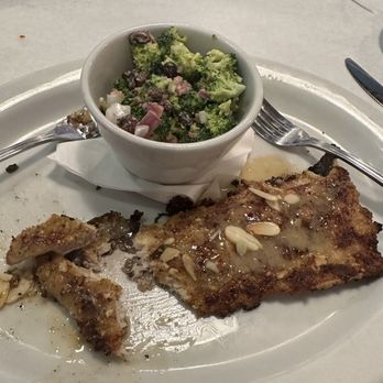 The Black Molly Grill - Lunch size rainbow trout and broccoli salad - American Near Me - St. Augustine, Florida