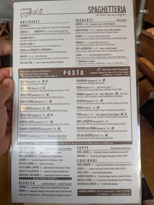 Menu photo 1 Storico Spaghetteria Tustin, CA Menu photo 1 Storico Spaghetteria Tustin, CA