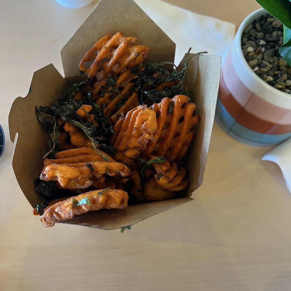 Crispy & HaneBe - Sweet Potato Fries with sea salt, and fried basil - Bubble Tea Near Me - Wichita, Kansas Crispy & HaneBe - Sweet Potato Fries with sea salt, and fried basil - Bubble Tea Near Me - Wichita, Kansas