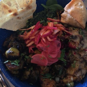 RASA - Oh My Goodness with extra spinach, pickled radishes and a samosa. - Indian Near Me - Washington, DC, District of Columbia RASA - Oh My Goodness with extra spinach, pickled radishes and a samosa. - Indian Near Me - Washington, DC, District of Columbia