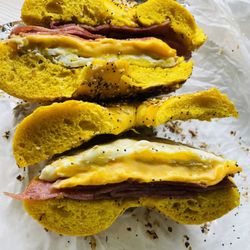 J&V Hot Bagels & Deli - Taylor Ham, Egg and Cheese on Egg Everything
