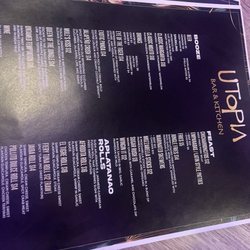 Utopia Hookah Room - Menu