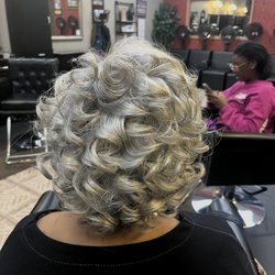 Silk press natural gray hair