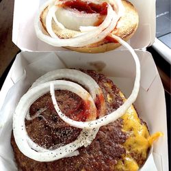 Steak ’n Shake - Double cheeseburger was good but a few points taken off for the bun.