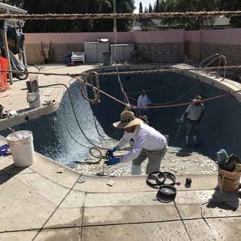 CPR POOLS - Applying new Midnight Blue Pebble Finish. - Pool & Hot Tub Service Near Me - Sherman Oaks, California