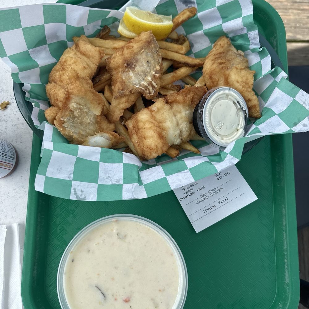 Tognazzini's Dockside Too - Clam chowder and 5 piece fish and chips - Seafood Near Me - Morro Bay, California Tognazzini's Dockside Too - Clam chowder and 5 piece fish and chips - Seafood Near Me - Morro Bay, California