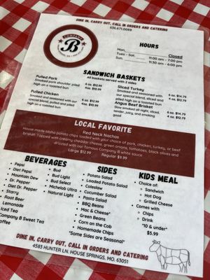 Menu photo 1 Company B BBQ Byrnes Mill, MO Menu photo 1 Company B BBQ Byrnes Mill, MO