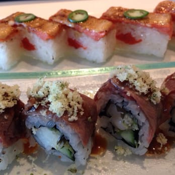 Miku - The Oshi Salmon Roll and the incredibly bland and disappointing Crunchy Surf & Turf Roll - Japanese Near Me - Vancouver, British Columbia