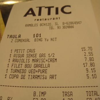 Attic Restaurant - Gives you an idea of the costs - Mediterranean Near Me - Barcelona, B Attic Restaurant - Gives you an idea of the costs - Mediterranean Near Me - Barcelona, B