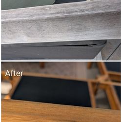 My Teak Pro - Before and after teak patio furniture restoration close up