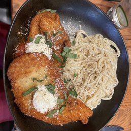 Chicken Scallopini with overcooked pasta