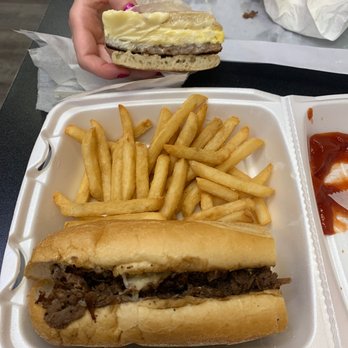 Jean's Cafe - Sausage & Egg & Cheese Sandwich on an English muffin, with a #5 Philly Cheese Steak and French fries - Cheesesteaks Near Me - Philadelphia, Pennsylvania Jean's Cafe - Sausage & Egg & Cheese Sandwich on an English muffin, with a #5 Philly Cheese Steak and French fries - Cheesesteaks Near Me - Philadelphia, Pennsylvania