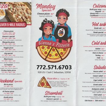 Gianna's Pizzeria - Latest menu - Pizza Near Me - Sebastian, Florida
