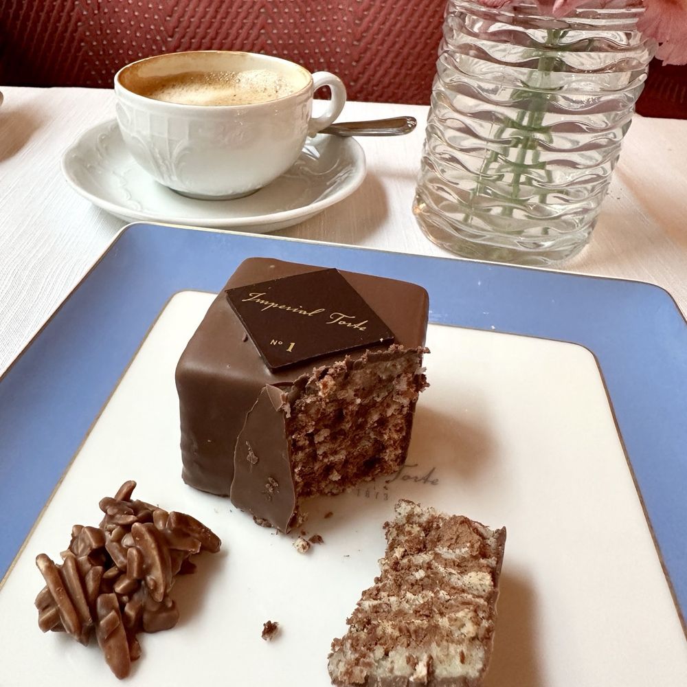 Cafe Imperial Wien - Famous Imperial Torte - slice so you can see inside - Coffee & Tea Near Me - Vienna, 9 Cafe Imperial Wien - Famous Imperial Torte - slice so you can see inside - Coffee & Tea Near Me - Vienna, 9